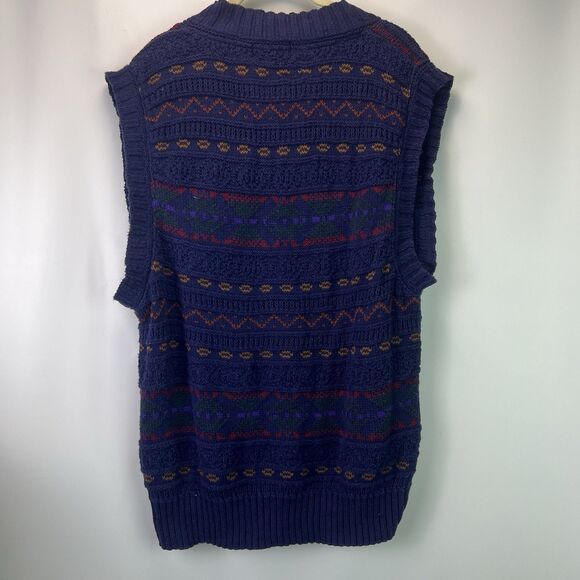 Vintage Lobo By Pendleton Sweater Vest Size XL USA Made Cotton Knit Geometric - Picture 6 of 8